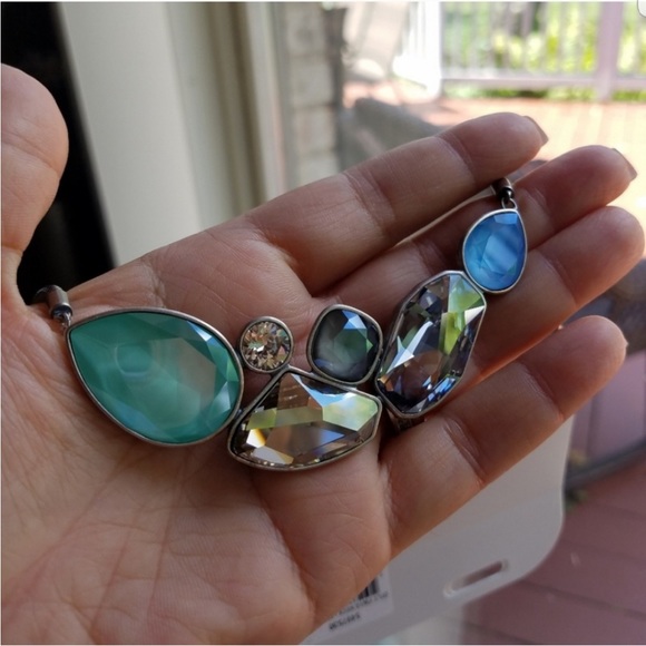 AUTHENTIC Swarovski Crystallized Green & Blue Multicolor Collar Necklace NWT - Picture 7 of 10